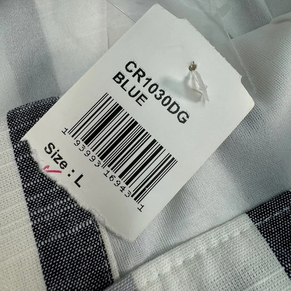 Mine Button Down Tie Mini Skirt Womens Size Large White Blue Stripe NWT - Picture 6 of 9